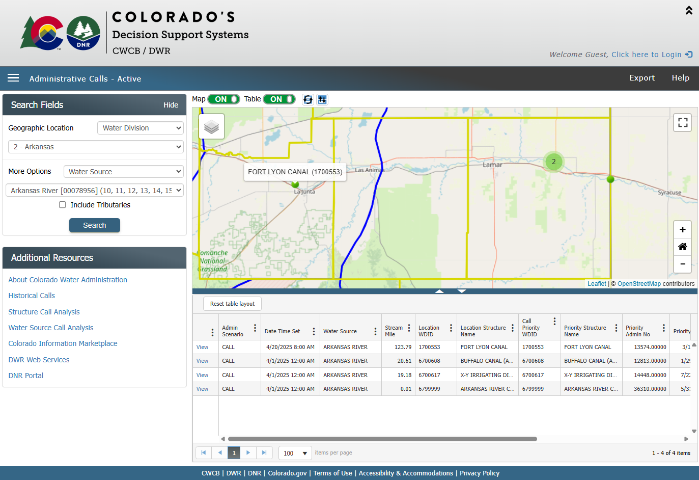 CDSS Administrative Calls Screenshot